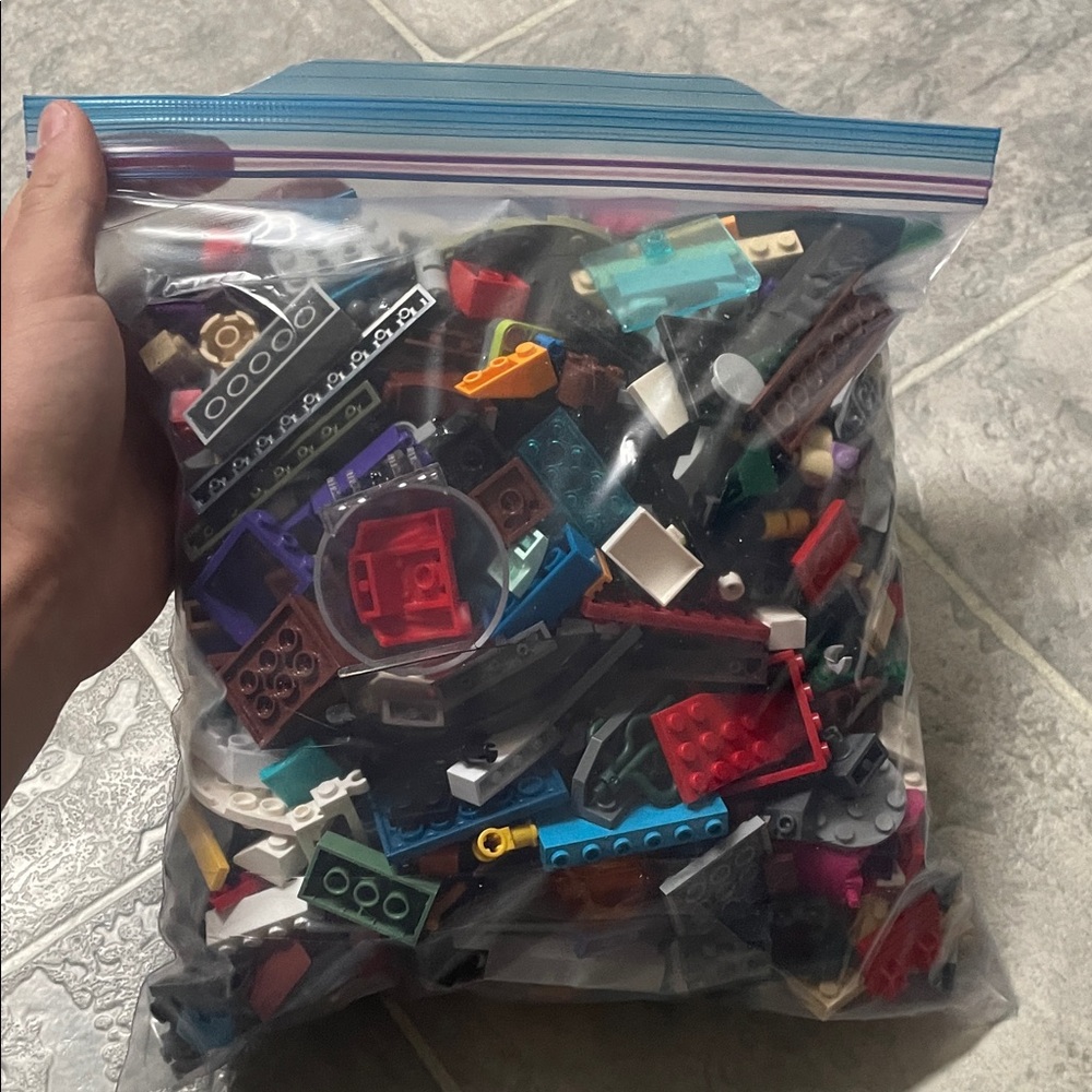 Colorful randomly assorted Lego bricks and pieces